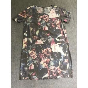 Pastel/Grunge Floral Shift Dress with Pocket